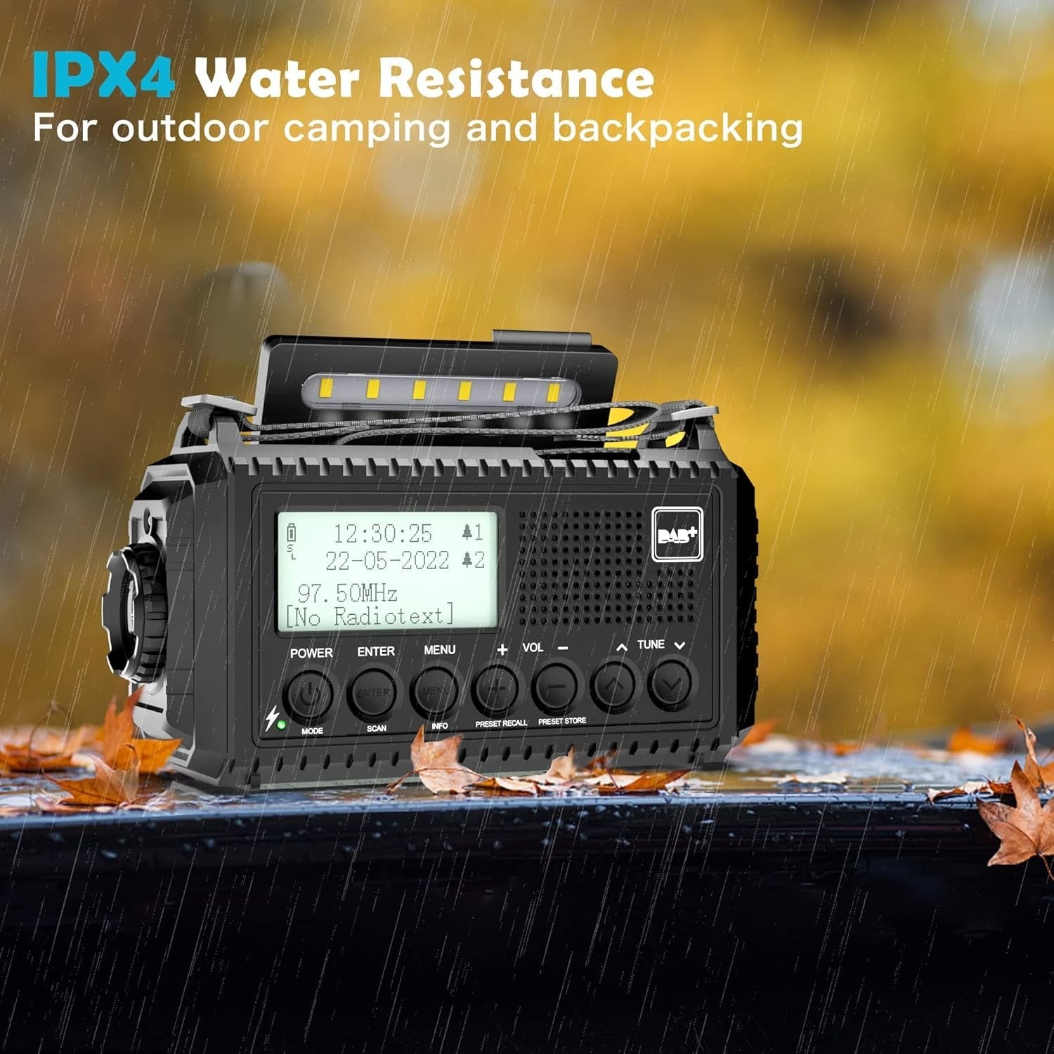 DAB+ Emergency Wind Up Radio Solar 5000mAh USB Charger SOS