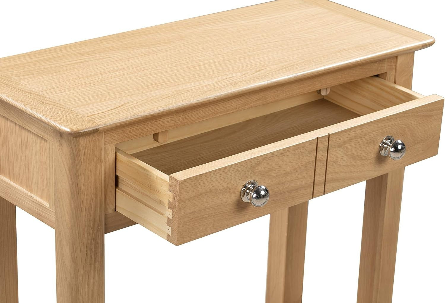Solid Oak Console Table with Drawers & Shelf, Durable & Classic Design