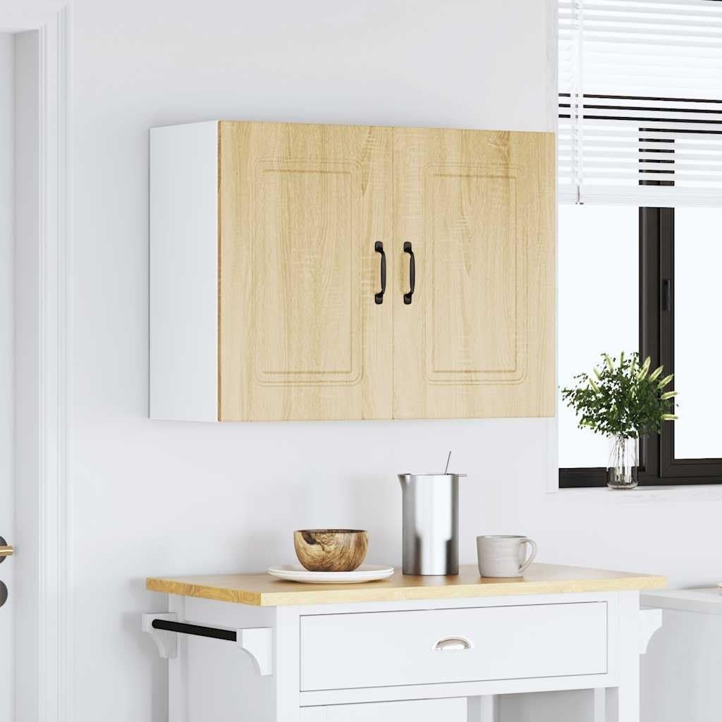 Wall Cabinet Oak Finish 80x31x60cm | Modern Kitchen Storage Unit