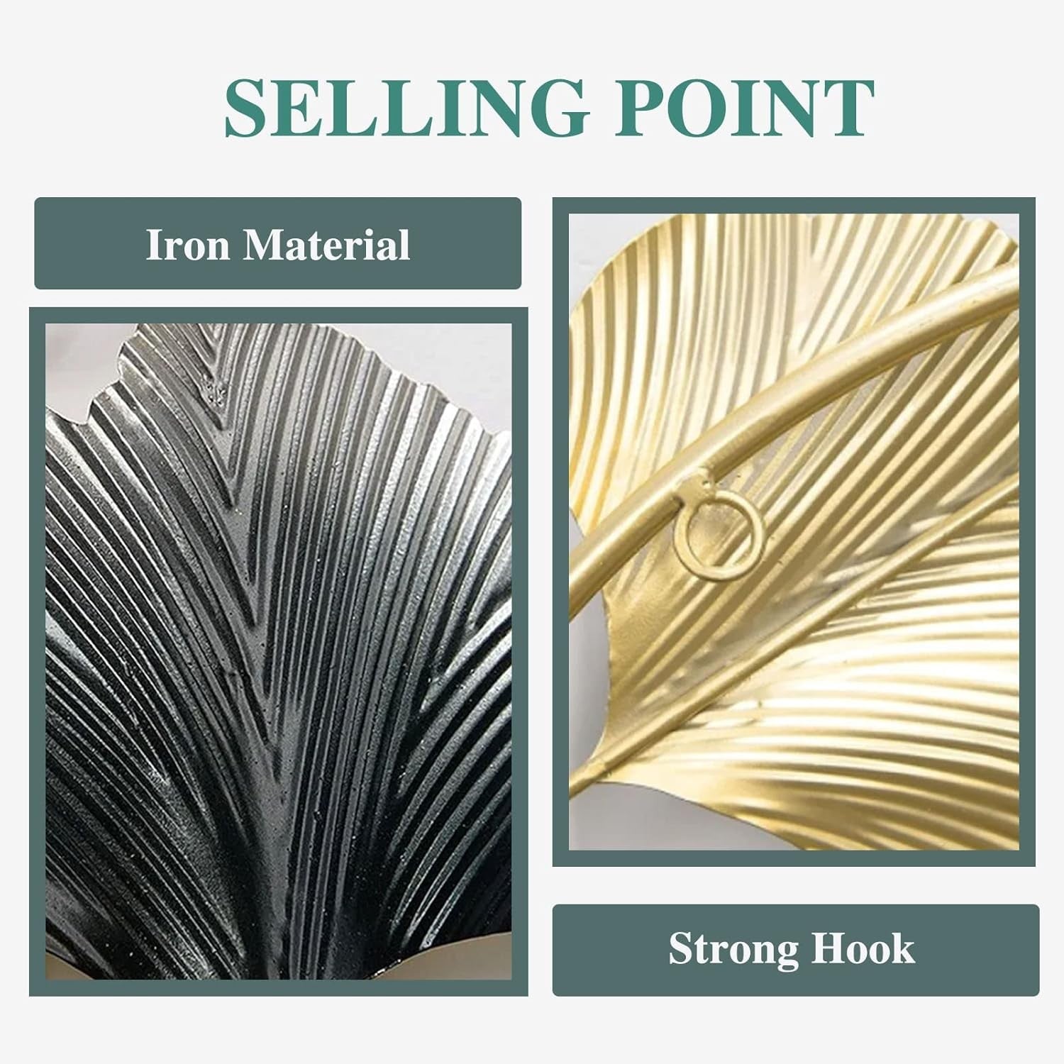 Large Metal Ginkgo Leaf Wall Art Gold 150x50cm 3D Sculpture