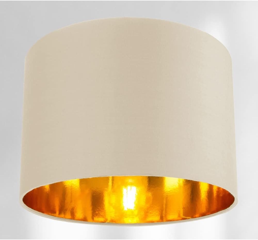 Cream Drum Lampshade 25cm Copper Inner Table Pendant Light Shade