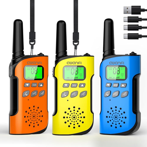 Kids Walkie Talkies 3 Pack Rechargeable VOX USB-C Long Range Radios