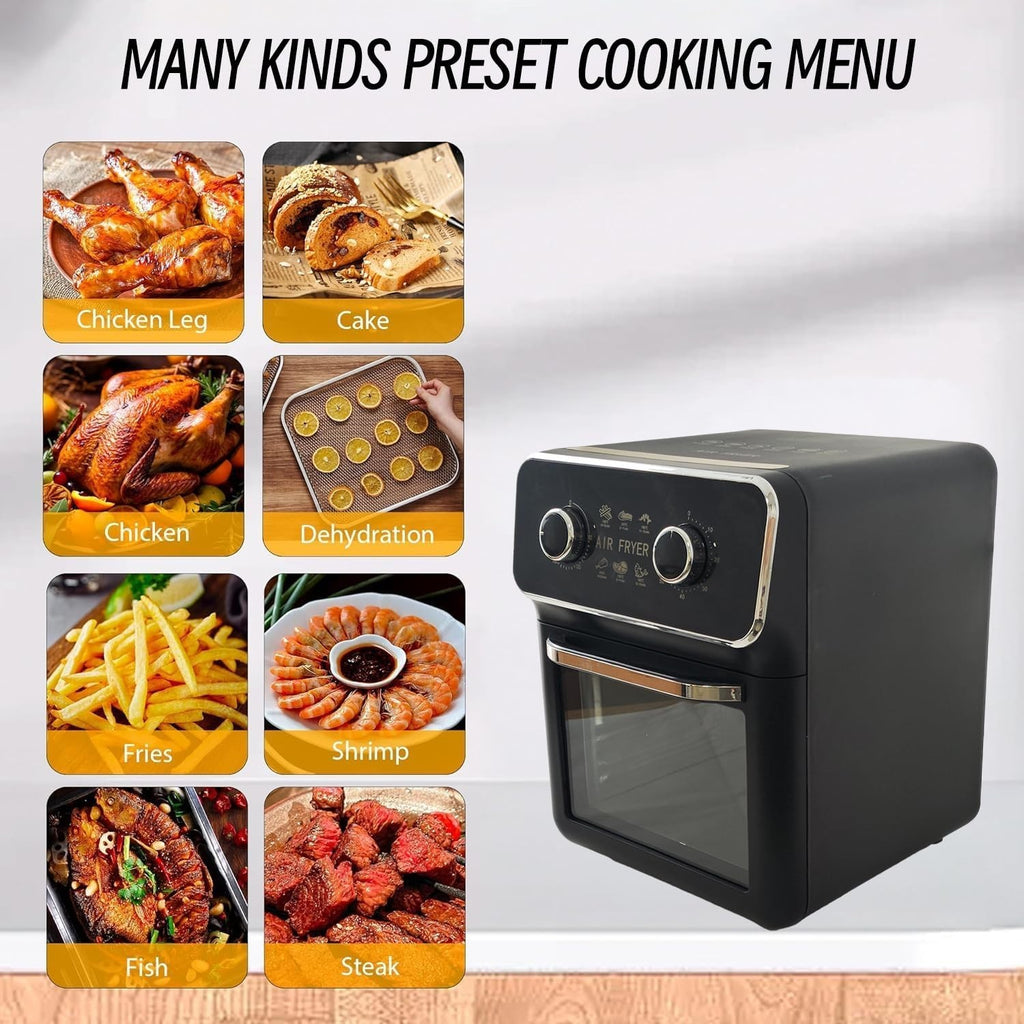10L Air Fryer Oven Mini Oven Oil-Free Grill Roast Bake Compact 360° Crisp Easy
