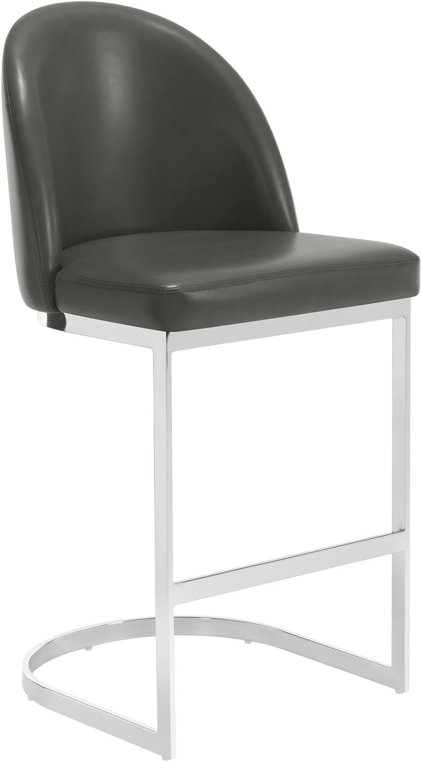 Set of 2 Counter Height Bar Stools PU Leather Swivel Kitchen Chairs