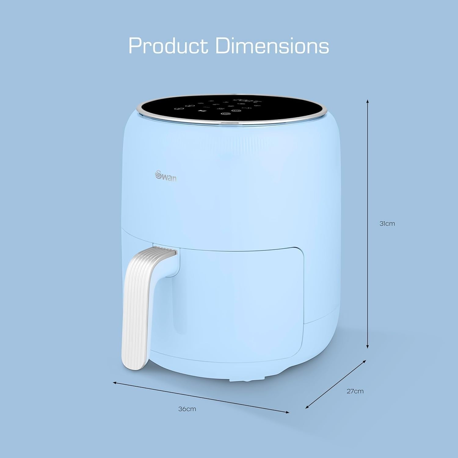 4.5L Digital Air Fryer 1500W | Retro Blue | 8 Presets | Healthy Oil-Free Cooking