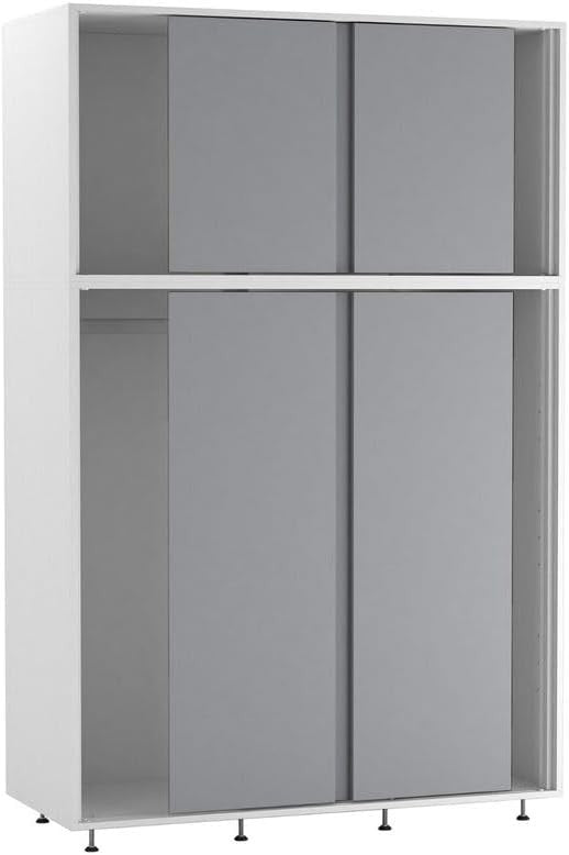 6-Door Sliding Wardrobe Grey Doors | Modern Spacious Bedroom Storage