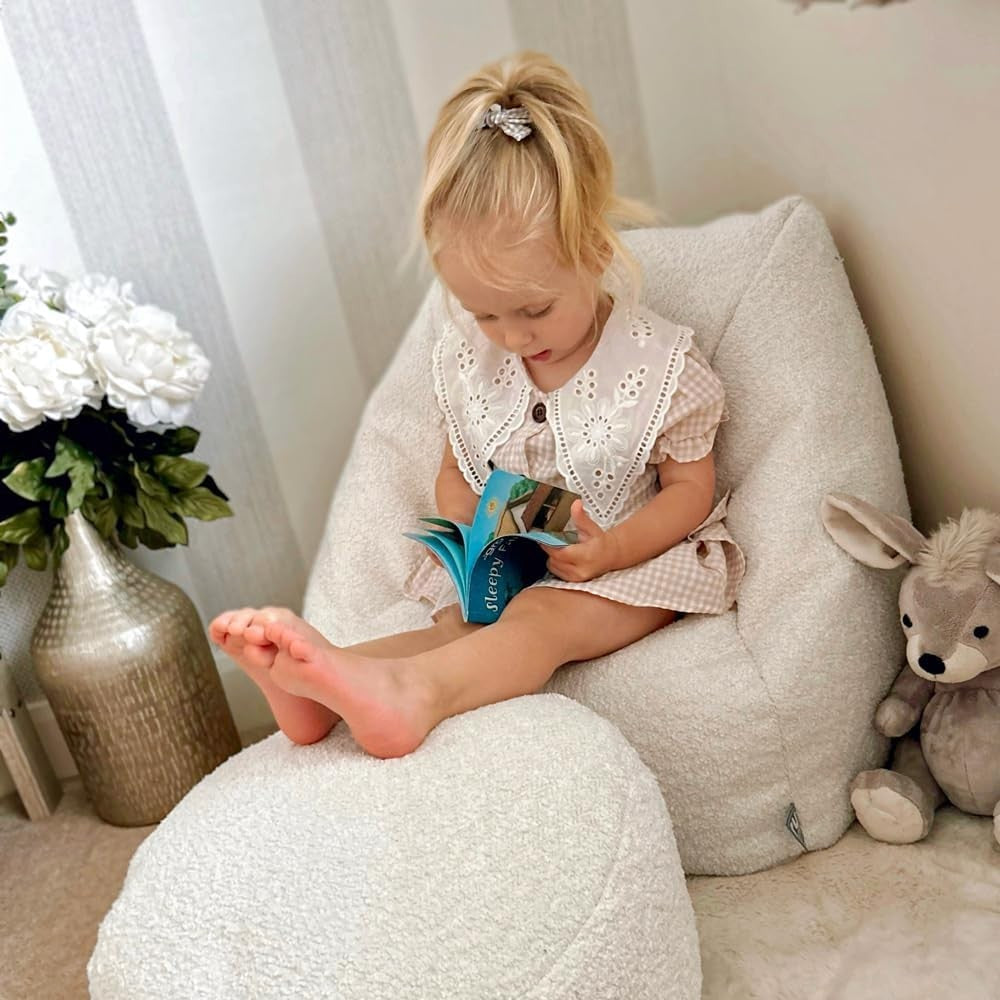 Kids Boucle Bean Bag Chair Soft Armchair Seat Washable Cover Toddler Room