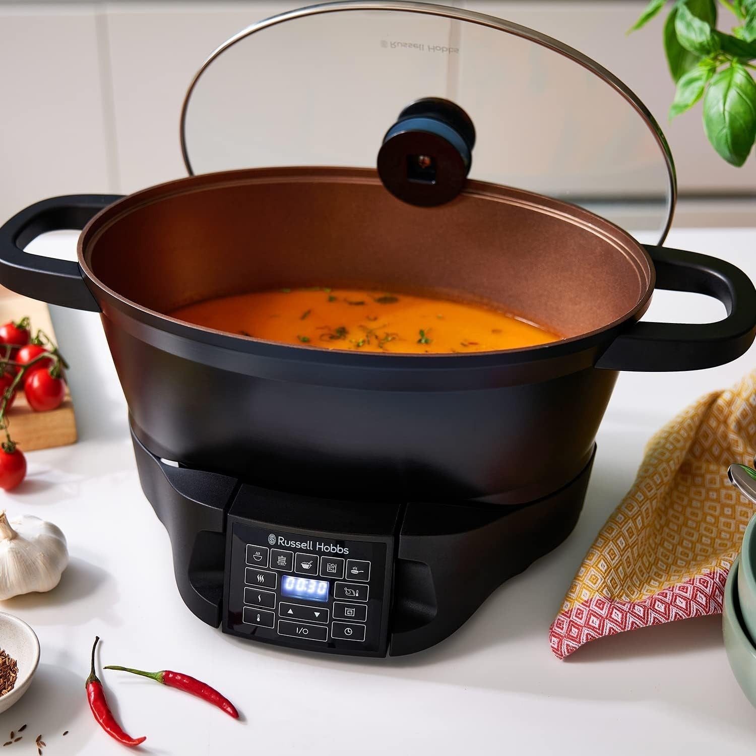 6.5L Electric Multicooker 8-in-1 Slow Cooker Steamer Sear Roast Boil Pot