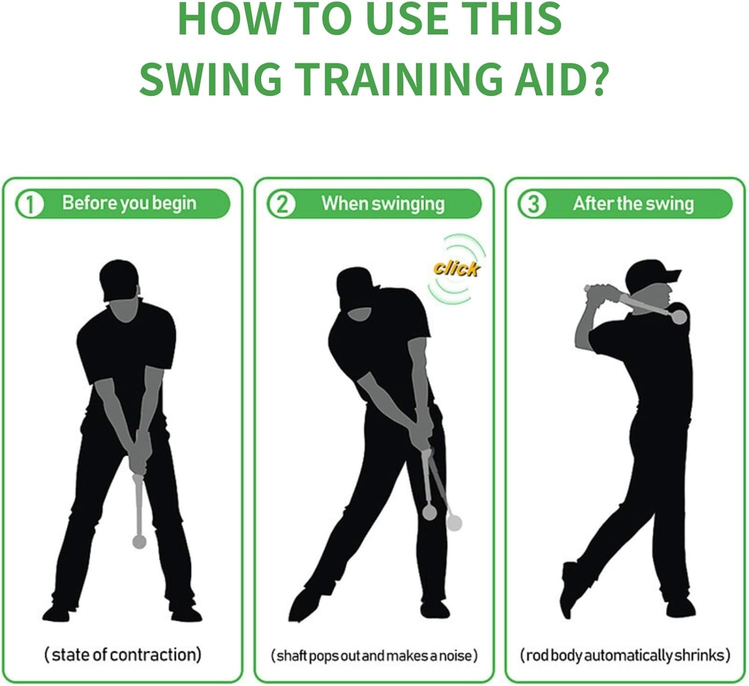 Retractable Golf Swing Trainer Telescopic Grip Tempo Aid
