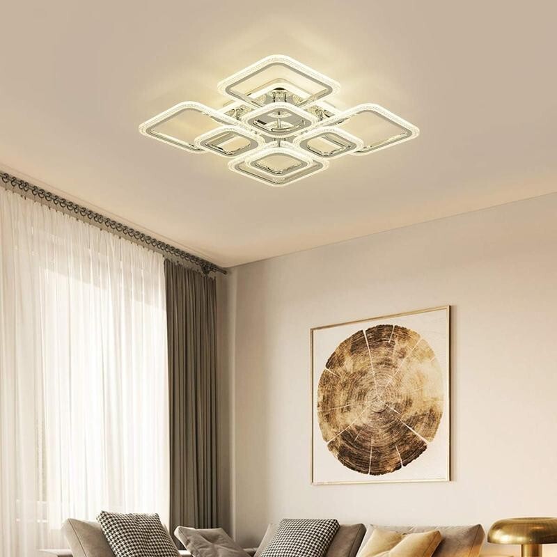 Modern LED Ceiling Light Dimmable Remote Control Flush Mount 100W Lamp