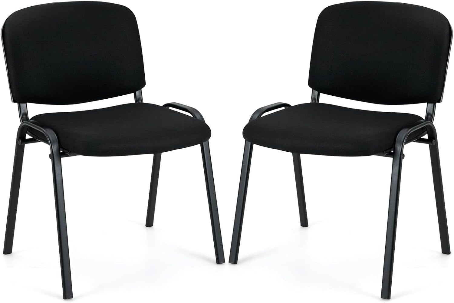 Set of 2 Stackable Office Reception Chairs Padded Linen