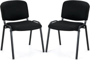 Set of 2 Stackable Office Reception Chairs Padded Linen