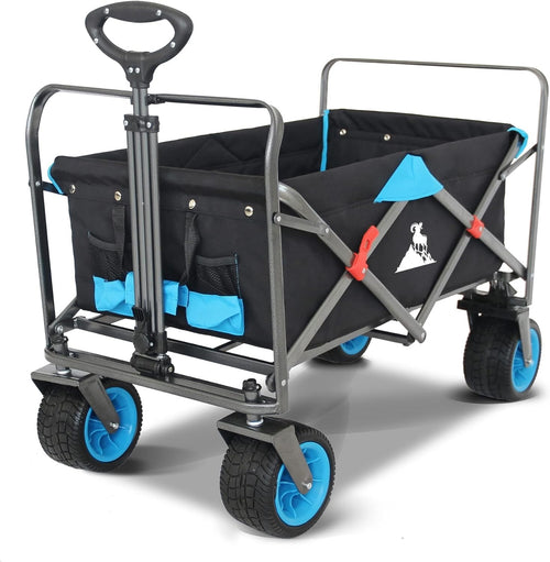 Heavy Duty Folding Wagon All-Terrain Cart 120kg Capacity Collapsible Trolley