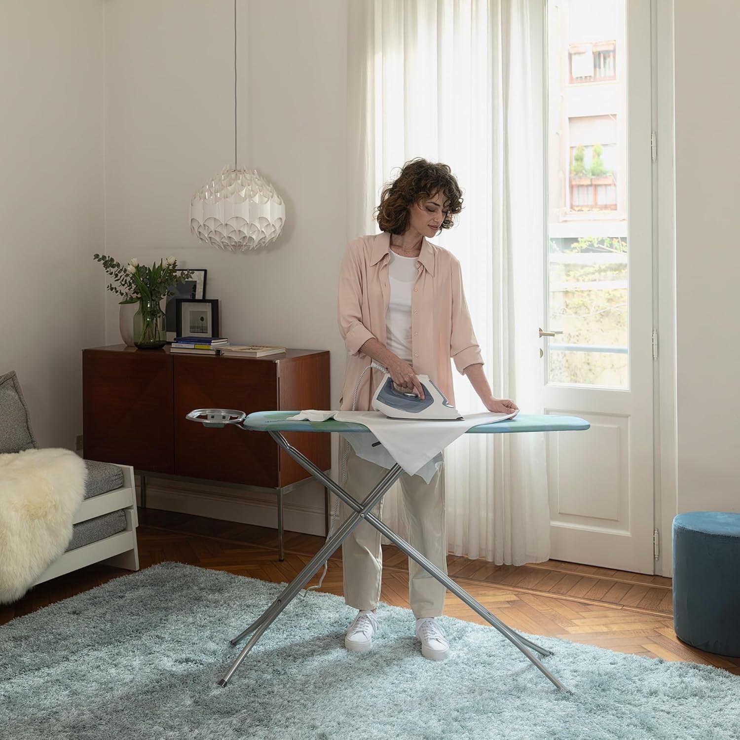 Compact Ironing Board 114x34cm Adjustable Height Foldable Steam Iron Rest