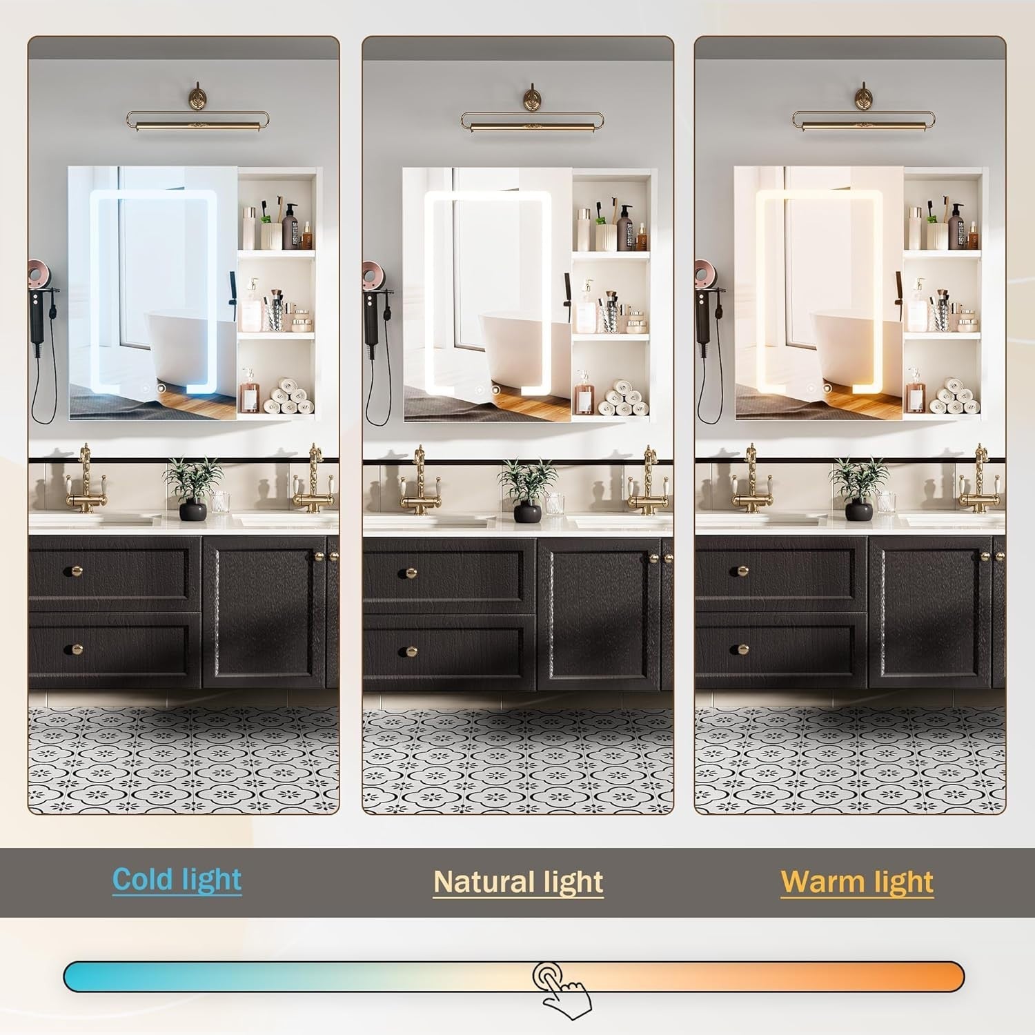 LED Bathroom Mirror Cabinet 60x15x60cm Wall Storage Light Demister Shelf