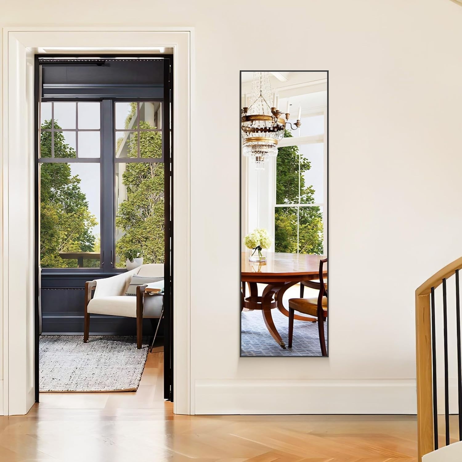 Full Length Floor Mirror 147x44cm Black Frame Leaning Wall Dressing Mirror