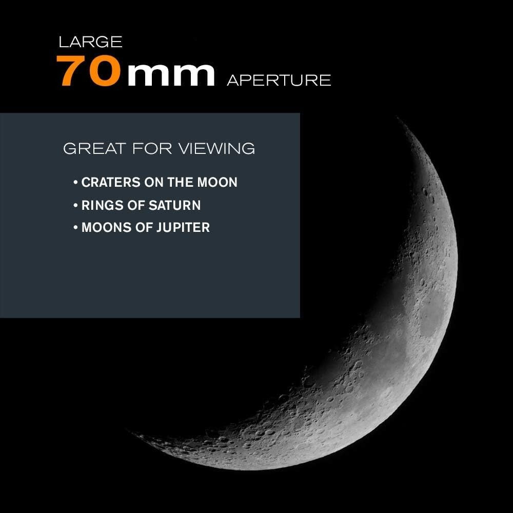 Powerful 70mm Refractor Telescope w/ Tripod, 20mm & 10mm Eyepieces, StarPointer
