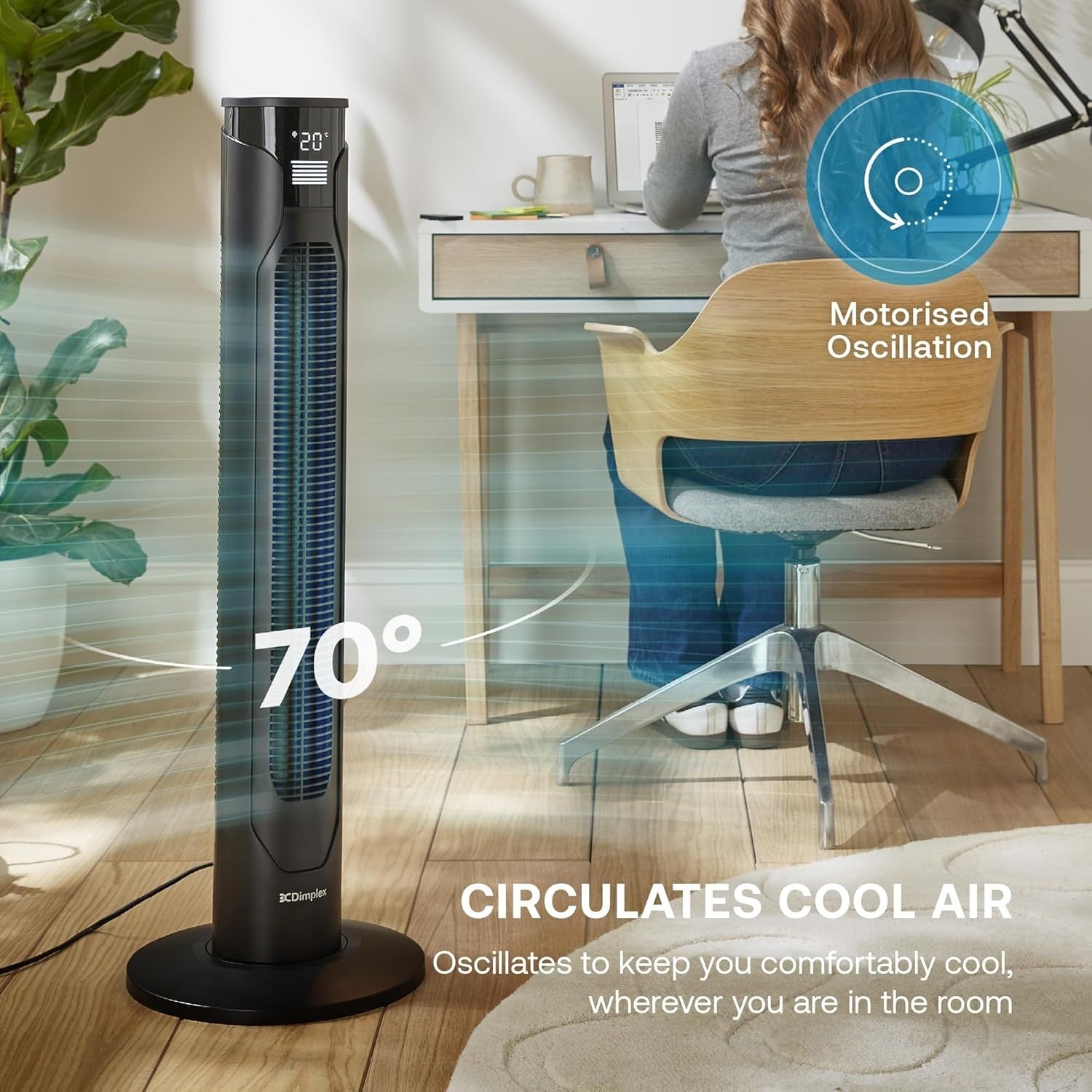 96cm Tower Fan – LED Display Silent Cooling w/Remote, Timer & 3-Speed Settings