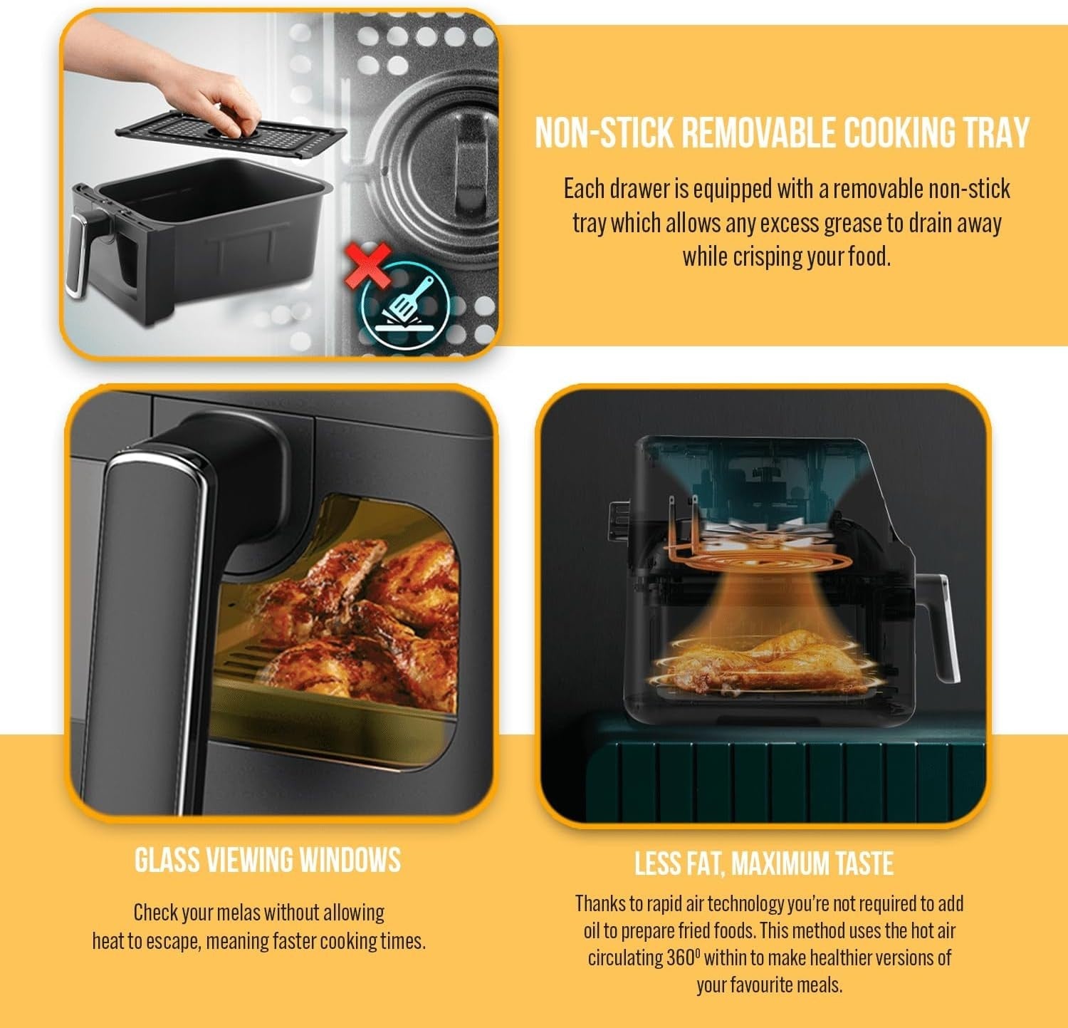 9L Dual Air Fryer | Twin Basket 4.5L+4.5L | 8 Presets | Digital Touch Display