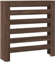 Modern Brown Oak Radiator Cover Shelf 78x20x82cm – Slatted Heater Cabinet