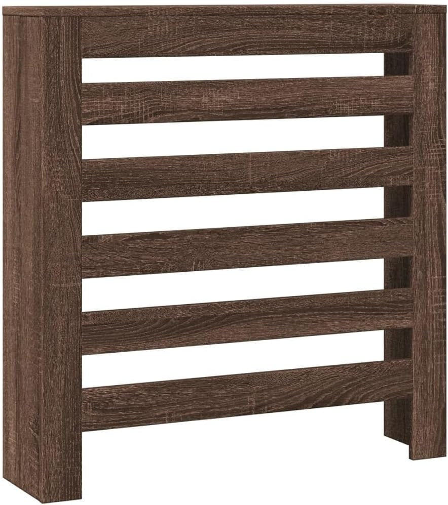 Modern Brown Oak Radiator Cover Shelf 78x20x82cm – Slatted Heater Cabinet