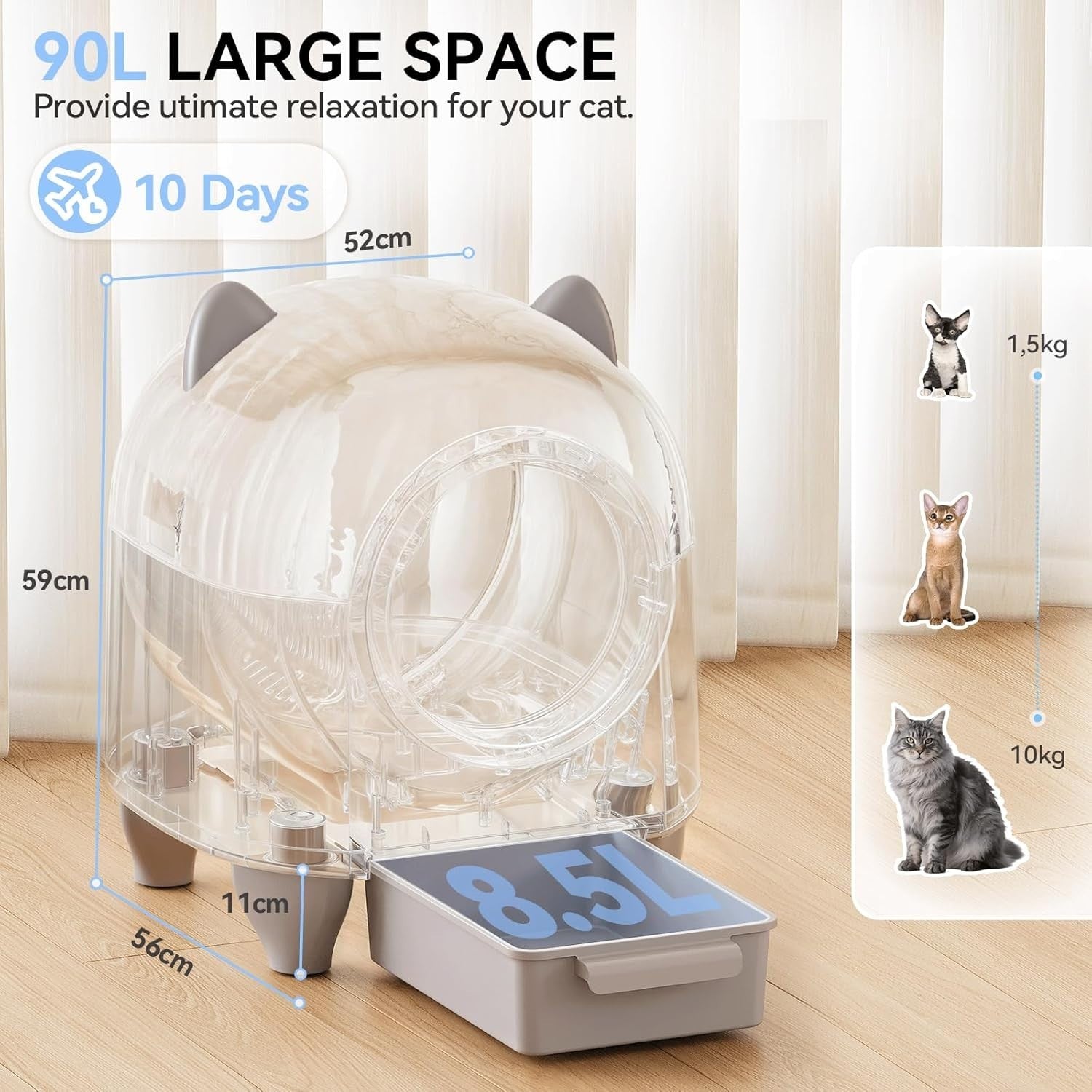 Automatic Self Cleaning Cat Litter Tray 90L Smart App Odour Control XXL
