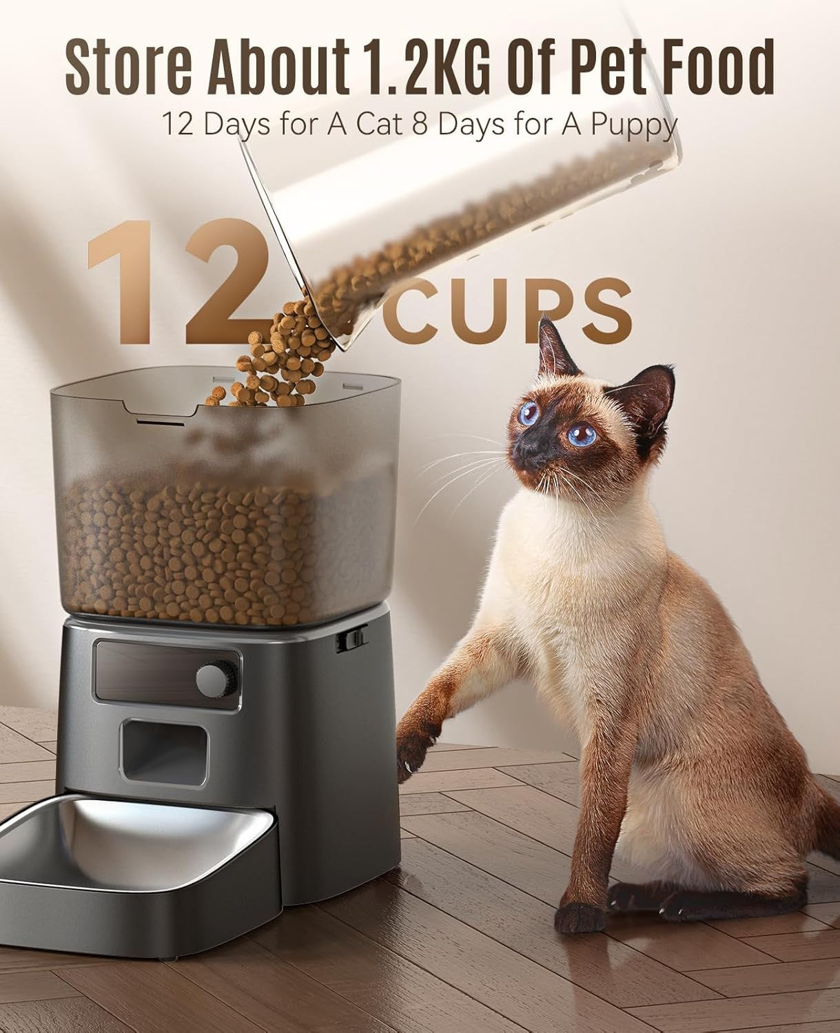 WiFi Automatic Cat Feeder 3.5L APP Control Timed Pet Food Dispenser