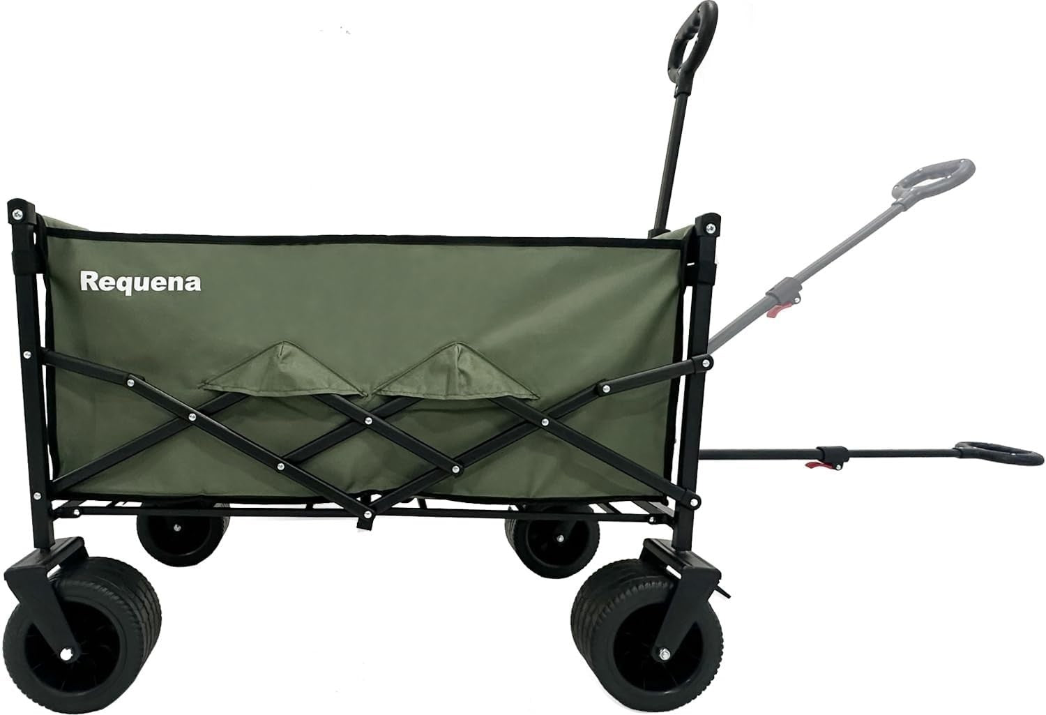 Green Heavy Duty Folding Wagon Wide Wheel Camping Garden Beach Trolley 330lb