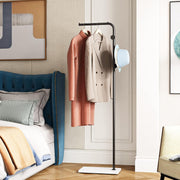 Modern Freestanding Coat Rack Black Metal with White Base – 3 Hooks Entryway