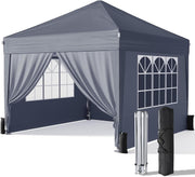 3x3m Dark Grey Pop-Up Gazebo with Sides Waterproof Steel Frame Party Tent