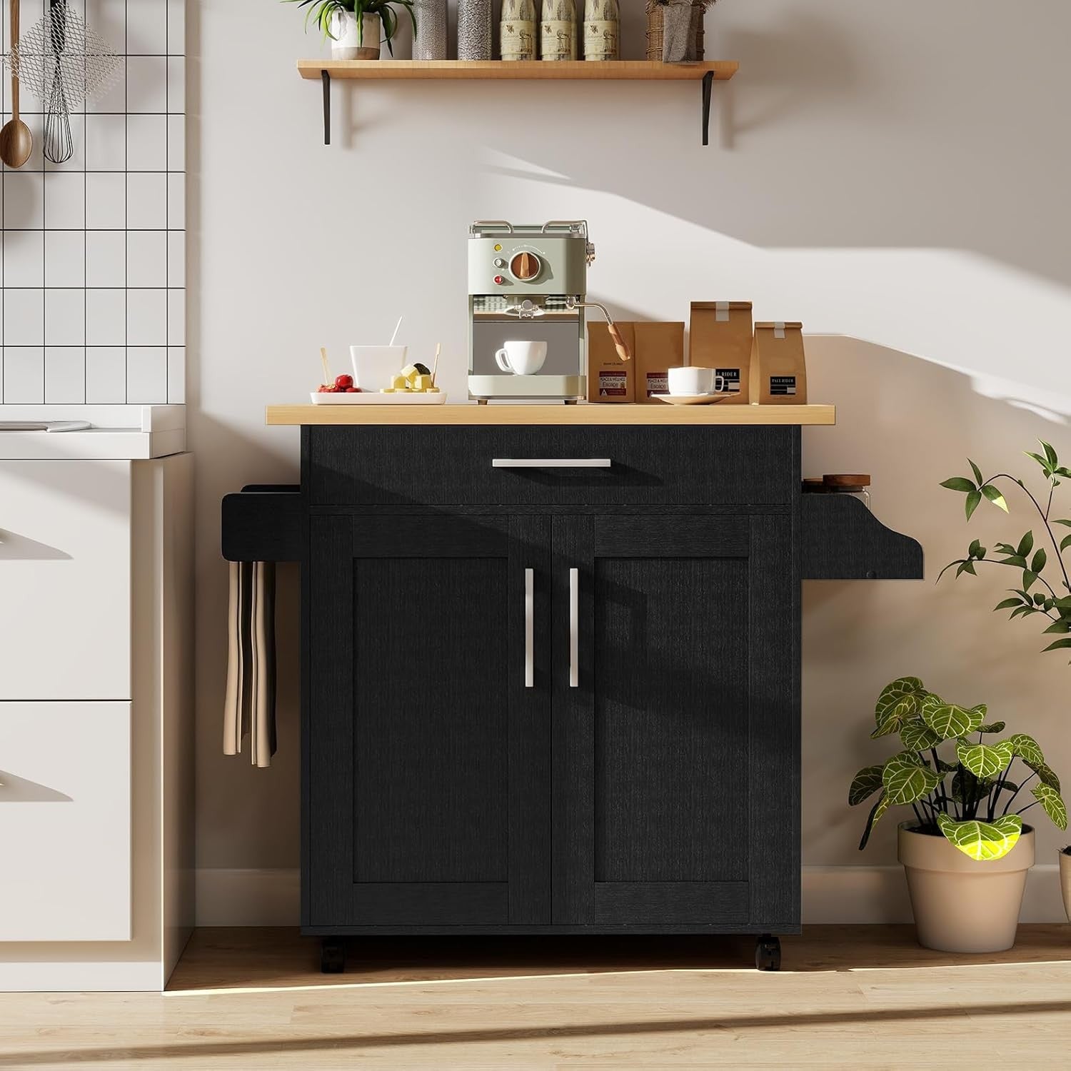 Kitchen Storage Trolley Rolling Island Cabinet Large Drawer Cupboard Cart