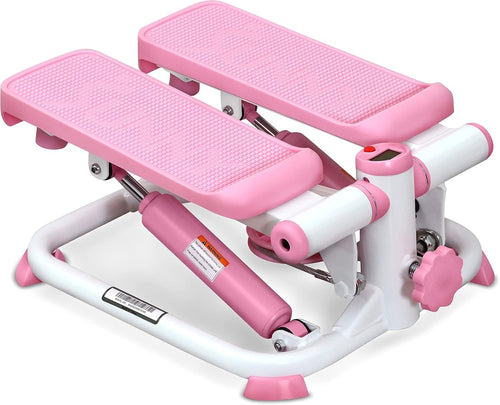 Pink Mini Stair Stepper for Home w/ LCD Monitor, Quiet Motion & Height Adjust