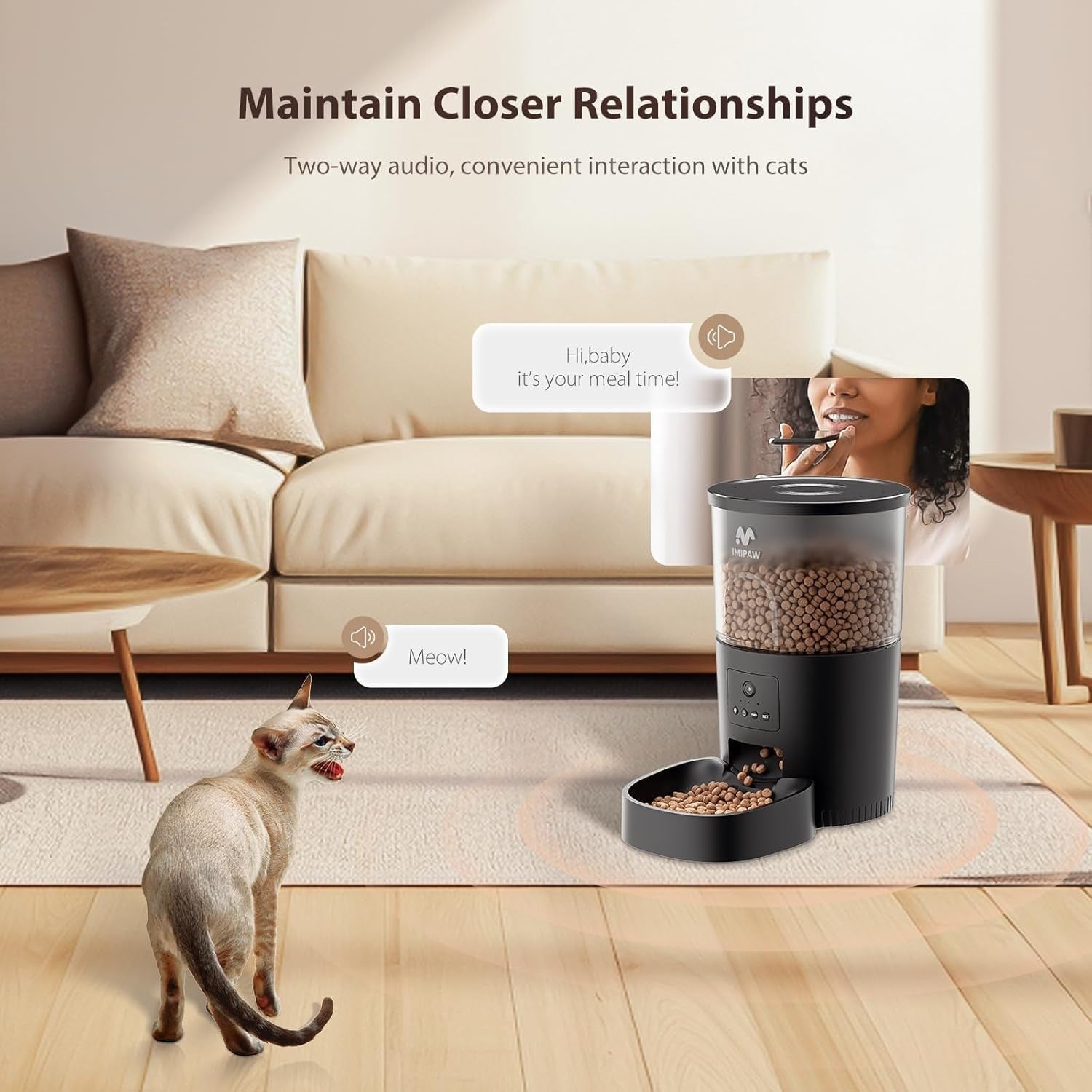 WiFi Automatic Cat Feeder Camera Water Fountain 1080P App Control 3L