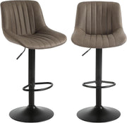 Brown Adjustable Swivel Bar Stools Set of 2 PU Counter Chairs
