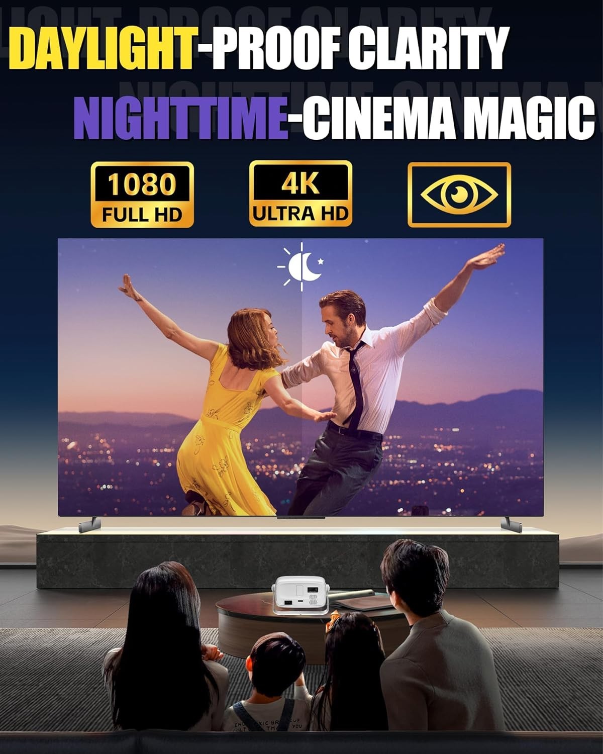 1080P Smart Projector WiFi Bluetooth Electric Focus 4K Outdoor