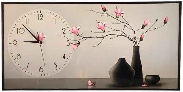 Modern Blossom Wall Clock 40x80cm Silent Quartz Handmade Wooden Decor