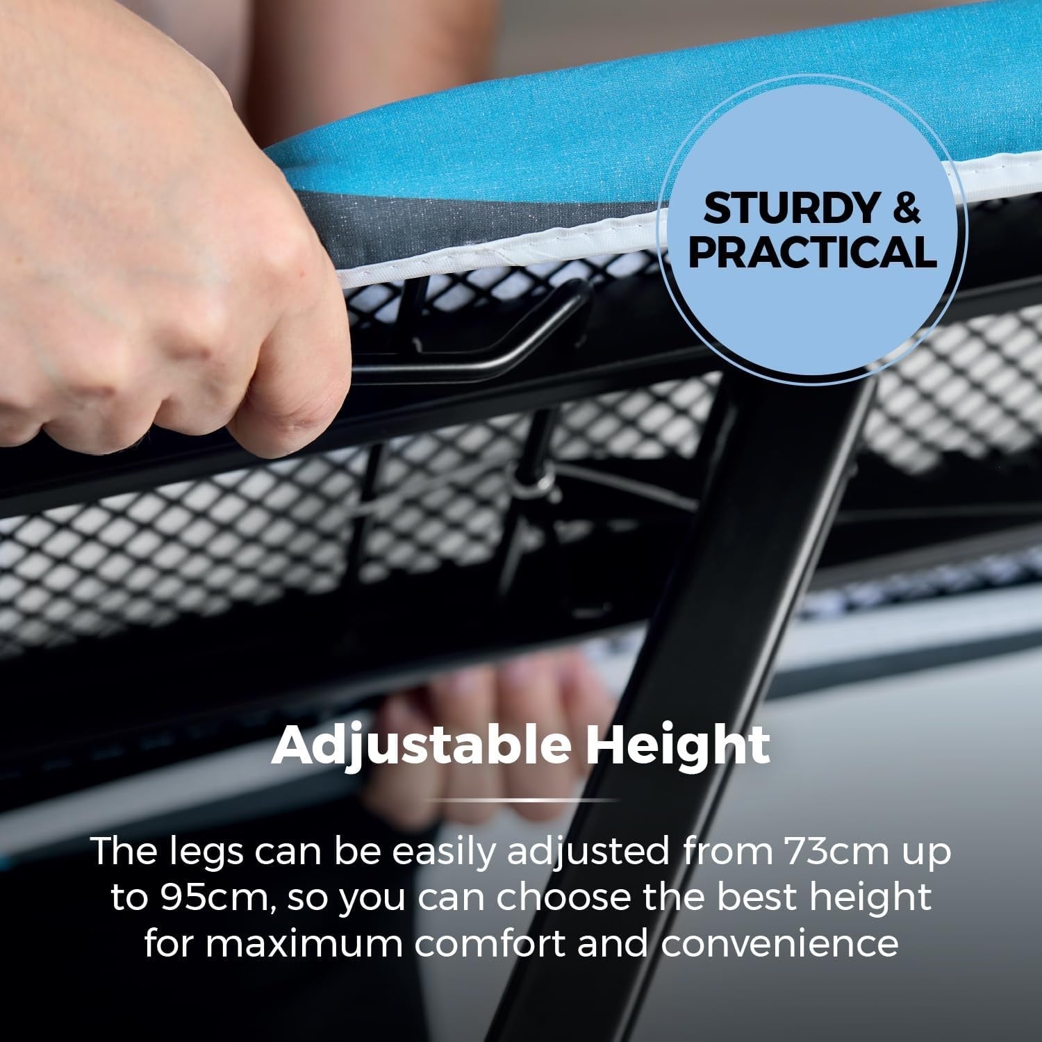 Large Ironing Board Adjustable Height Smooth Glide Cover Non Slip Feet
