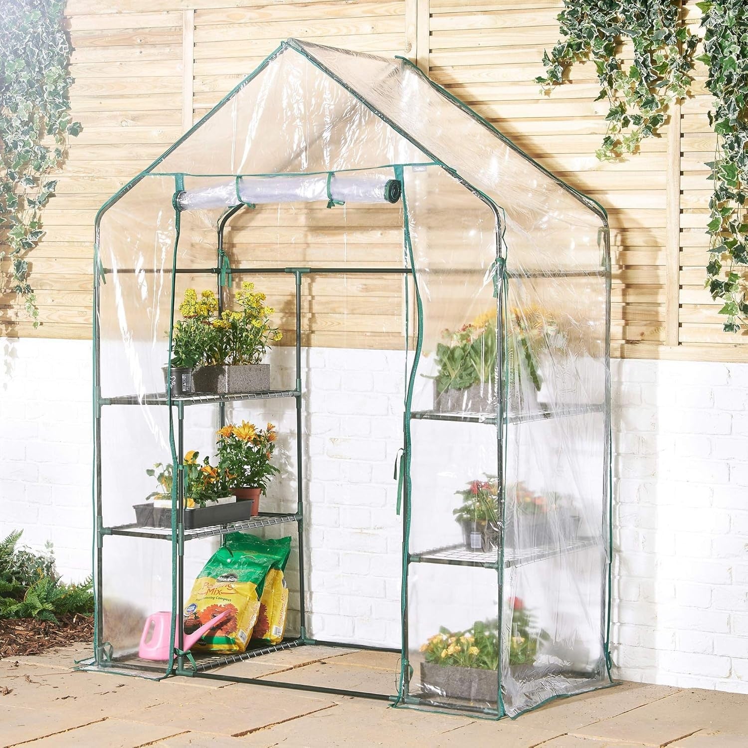 Walk-In Greenhouse with 6 Shelves | Weatherproof PVC Cover | Steel Frame
