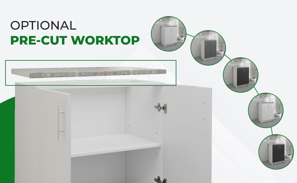 600mm White Gloss Kitchen Base Cabinet Cupboard Storage Unit Modern