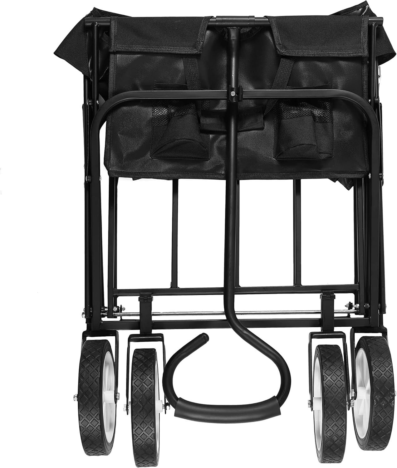 Black Heavy Duty Folding Garden Wagon 90L Festival Camping Trolley 90kg Capacity