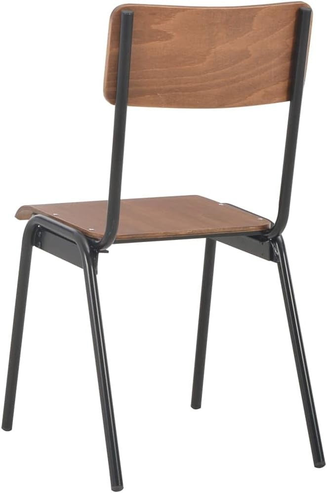 Set of 2 Modern Stackable Dining Chairs Plywood & Steel Brown