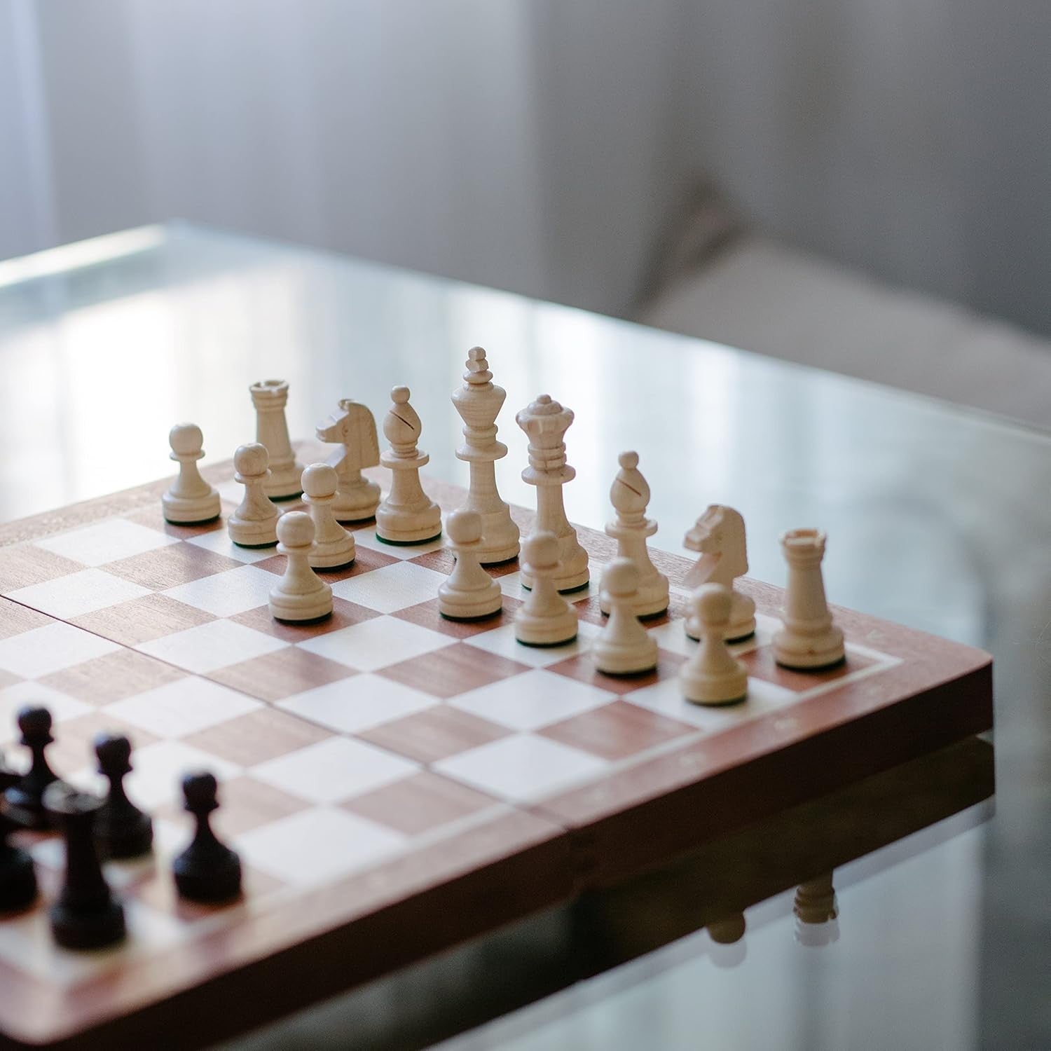 38cm Tournament Wooden Chess Set – Inlaid Folding Board & Weighted Pieces