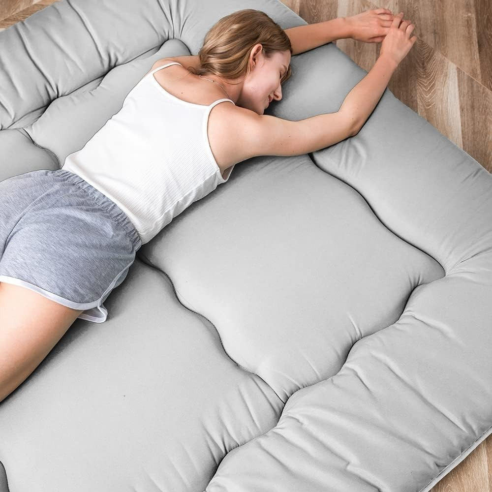 Premium Japanese Floor Futon Mattress - Thick Tatami Sleep Pad, Foldable Bed