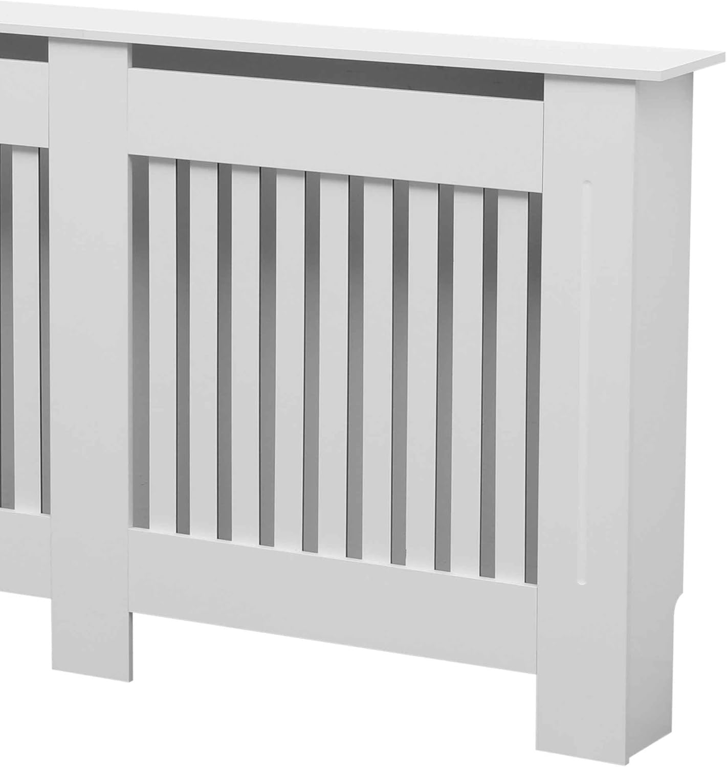Large White Radiator Cover | Modern Slatted MDF Cabinet