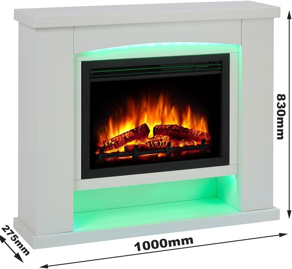 Electric Fireplace 39" Realistic Flame Effect Remote Control Wall Mount
