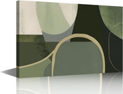 Mid Century Modern Canvas Wall Art Dark Green Geometric 90x60