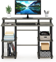 Compact Computer Desk with Shelves, Modern Oak Office Table 113x48x86cm