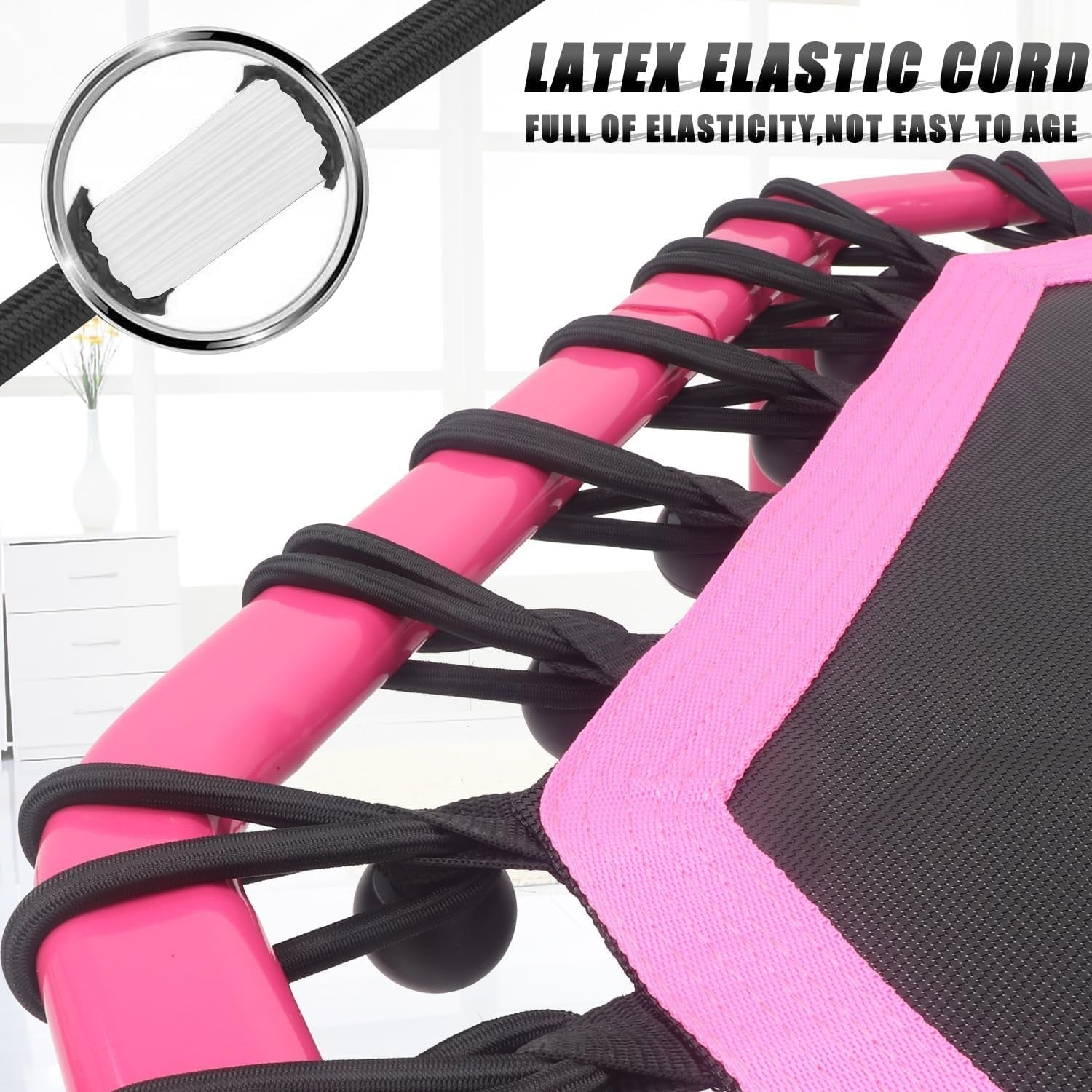 48in Pro Silent Rebounder Trampoline Adjustable Handle Indoor Fitness