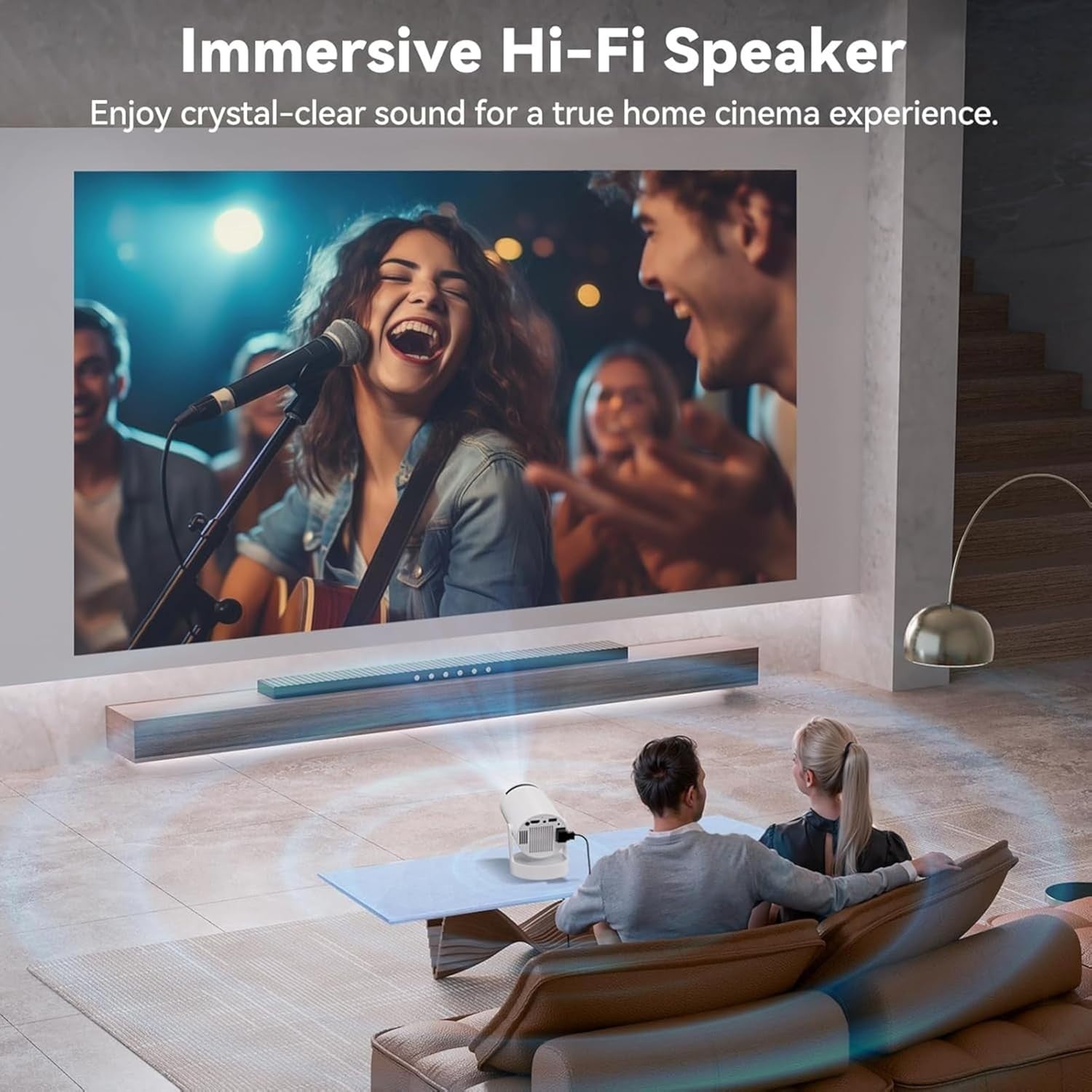 WiFi 6 Mini Projector 1080P 4K Support Bluetooth 180° Portable
