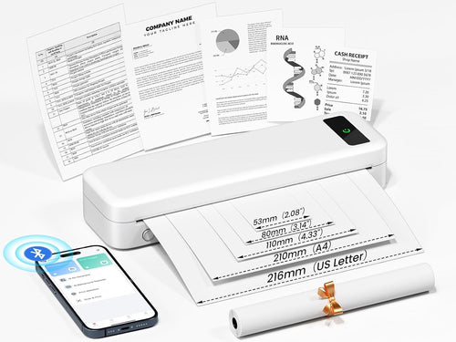 Portable A4 Thermal Printer Wireless Bluetooth Inkless 160 Sheets